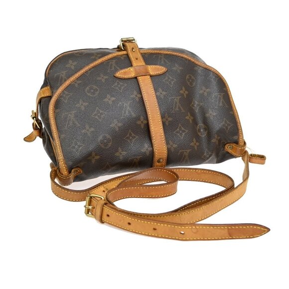 LOUIS VUITTON Logo Saumur 30 Shoulder Bag Monogram Leather Brown - Picture 9 of 16